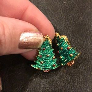 🔥Vintage Christmas tree clip on earrings